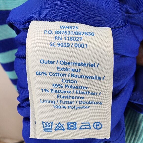 Boden Striped Fit & Flare Knit Dress – Navy & Turquoise - Picture 9 of 10